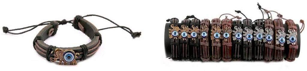 Elephant Evil Eye Faux Leather Bracelets - Assorted image