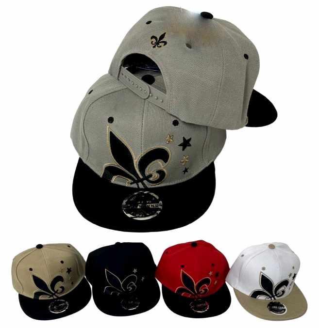 Fleur-De-Lis Stars Flat Bill Snapback Hats/Caps image
