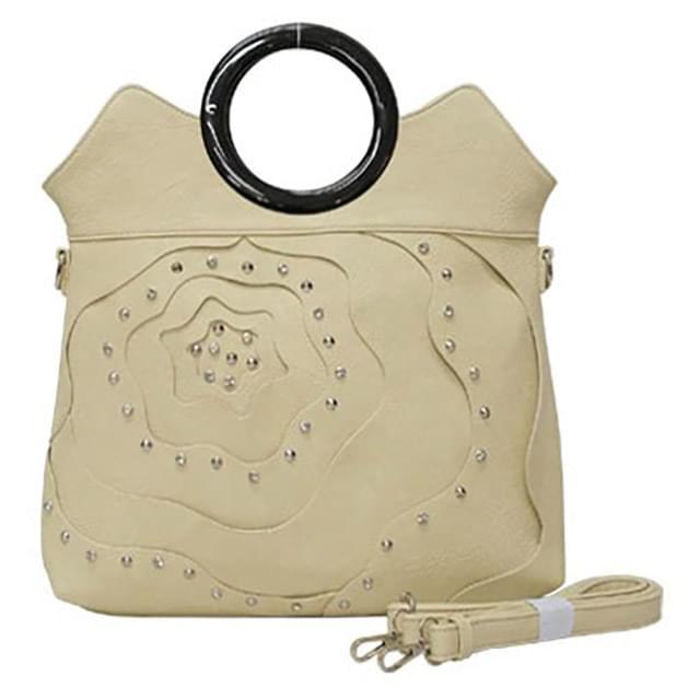Beige Rose Pattern Rhinestone Fashion Purse image