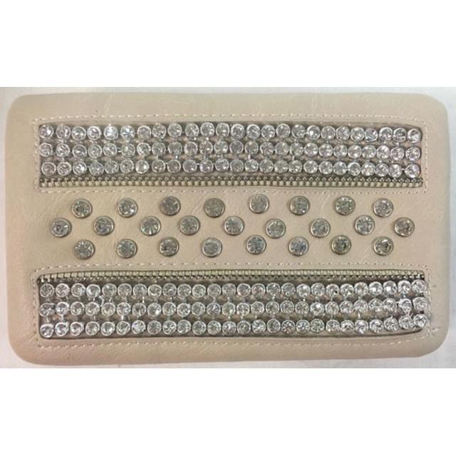 Rhinestone Fashion Wallet - Cream Color image