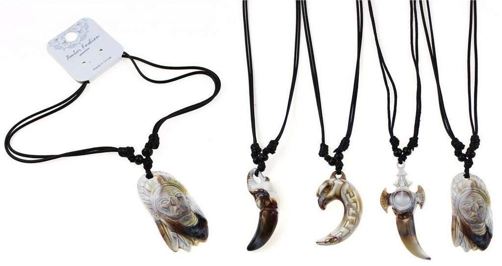 Carved Tribal Style Necklaces - Assorted image