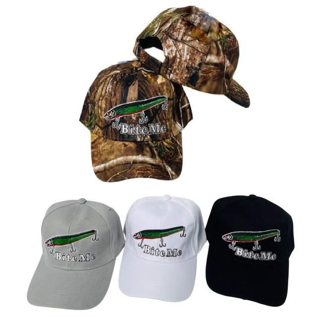 "Bite Me" Fishing Baseball Caps - Assorted image