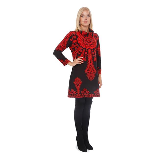 Red-On-Black Long Sweater Dresses - Assorted Plus Sizes image