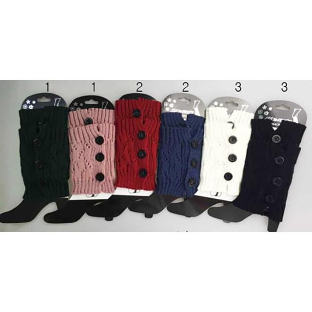 Crochet Knitted Boot Toppers With Big Buttons - Assorted image