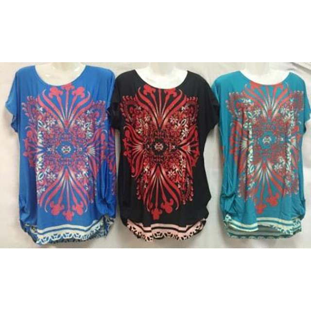 Rhinestone Floral Design Shirts - Assorted image