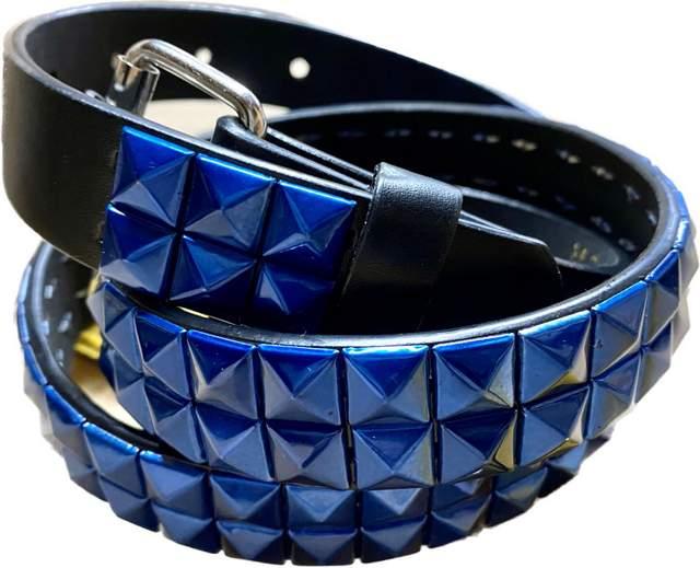 Metallic Blue Studded 2-Row Skinny Belts image