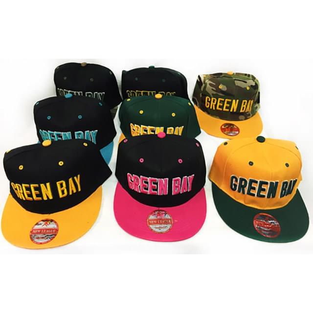 Green Bay Flat Bill Snapback Hats - Assorted Colors image