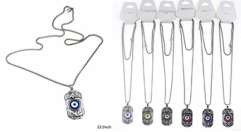 Stainless Steel Evil Eye Fashion Necklaces - Assorted image
