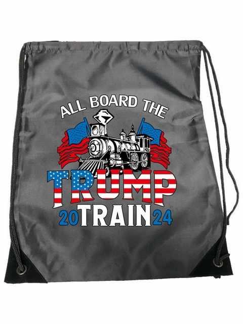 Trump Train Drawstring Bags image