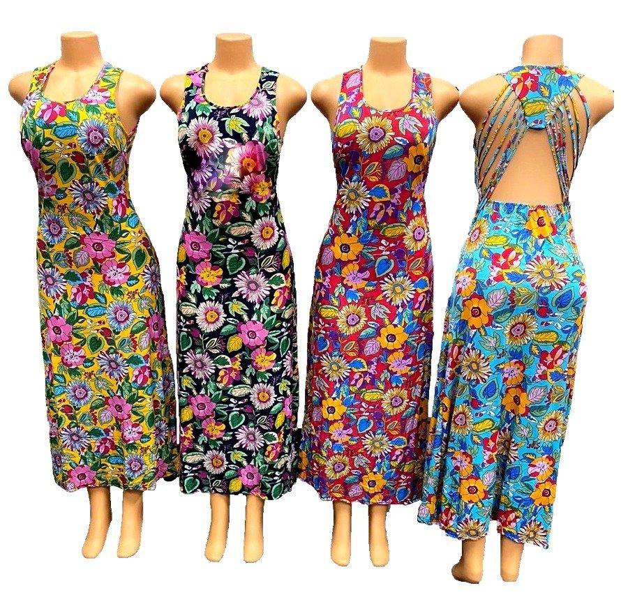 Long Colorful Sunflower Summer Dresses - Assorted image