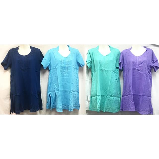 Solid Color Tops With Embroidery - Assorted image