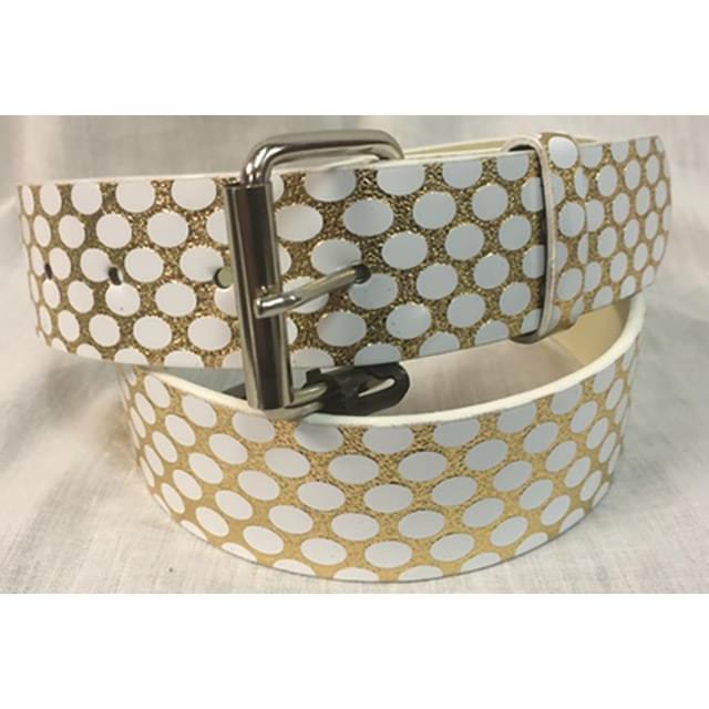 Gold & White Spots PU Fashion Belts image