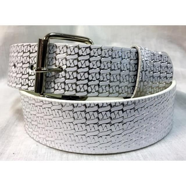 White & Silver Textured PU Fashion Belts image