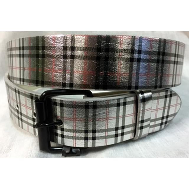 Silver Plaid PU Fashion Belts image