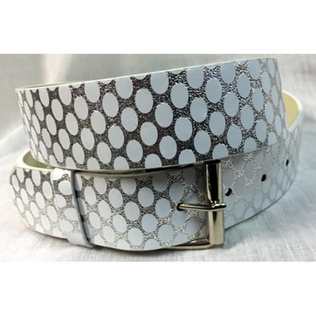 Silver & White PU Fashion Belt image