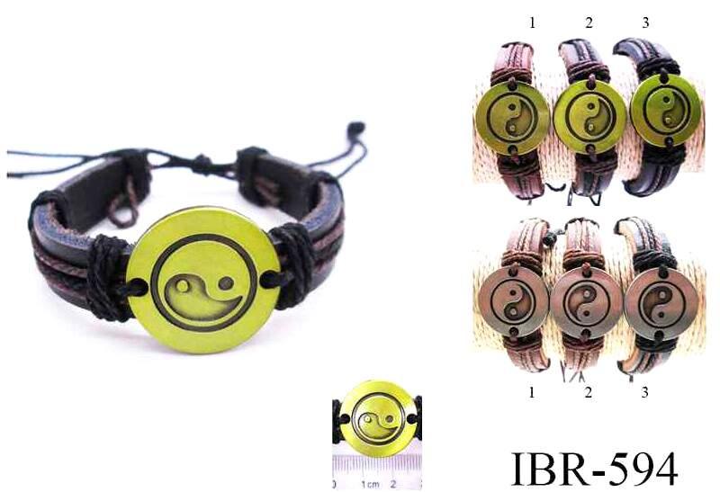 Metal Yin Yang Faux Leather Bracelets - Assorted image