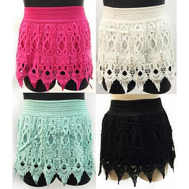 Solid Color Crochet Skirts With Fringes - Assorted image