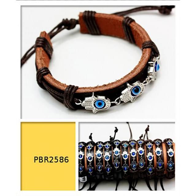 Evil Eye Hamsa Hand Leather Bracelets image