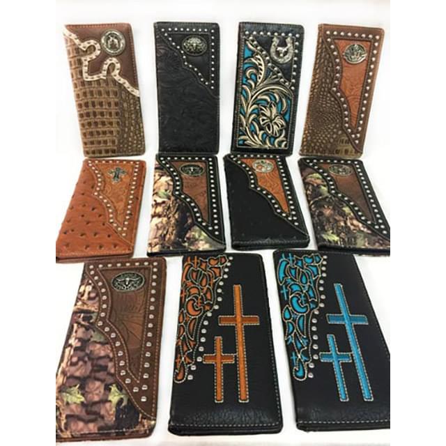 Unisex Long Western Wallets - Pack Of 12 Assorted image