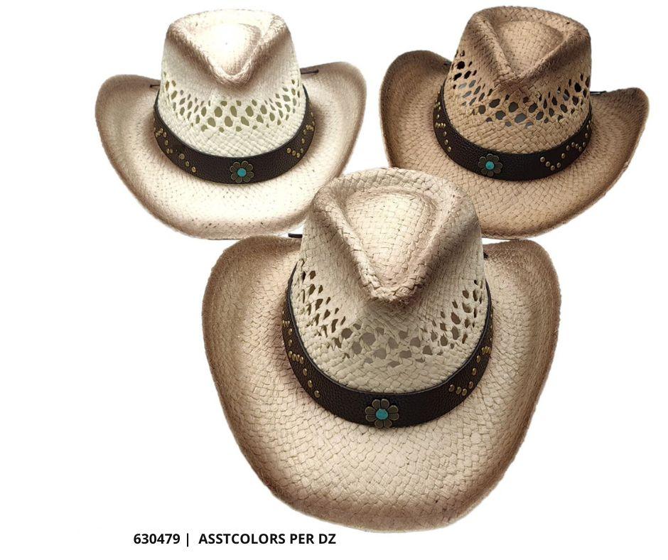 Vintage Woven Cowboy Hats - Concho Flower Design image