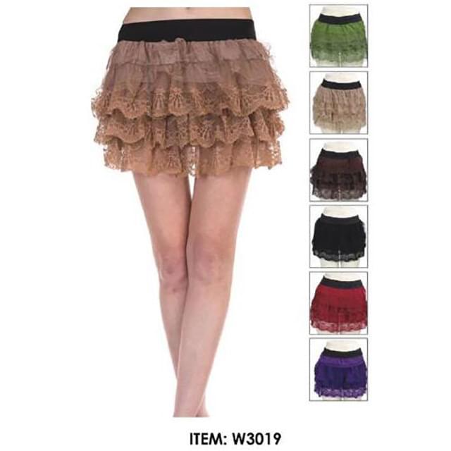 Tiered Lace Ruffle Mini Skirts - Assorted image