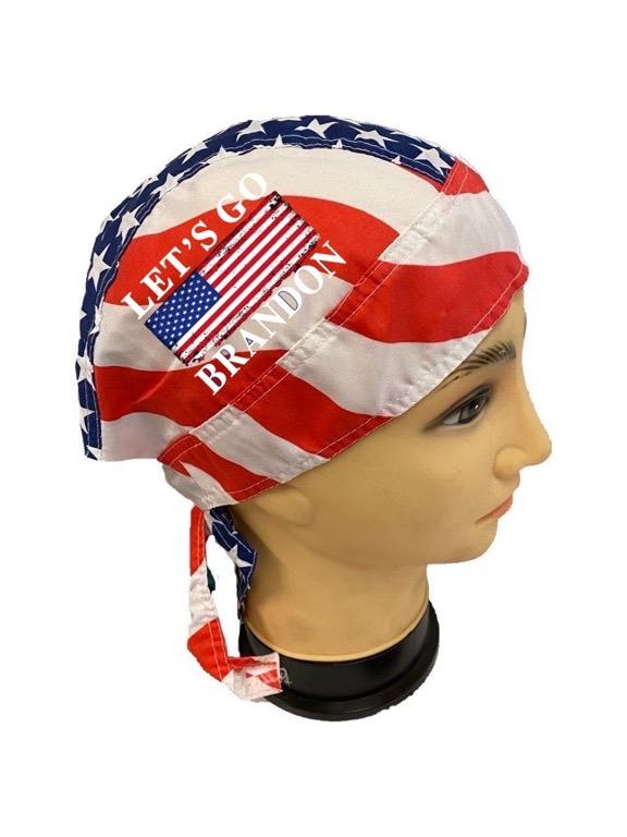 "Let's Go Brandon" USA Flag Skull Caps image