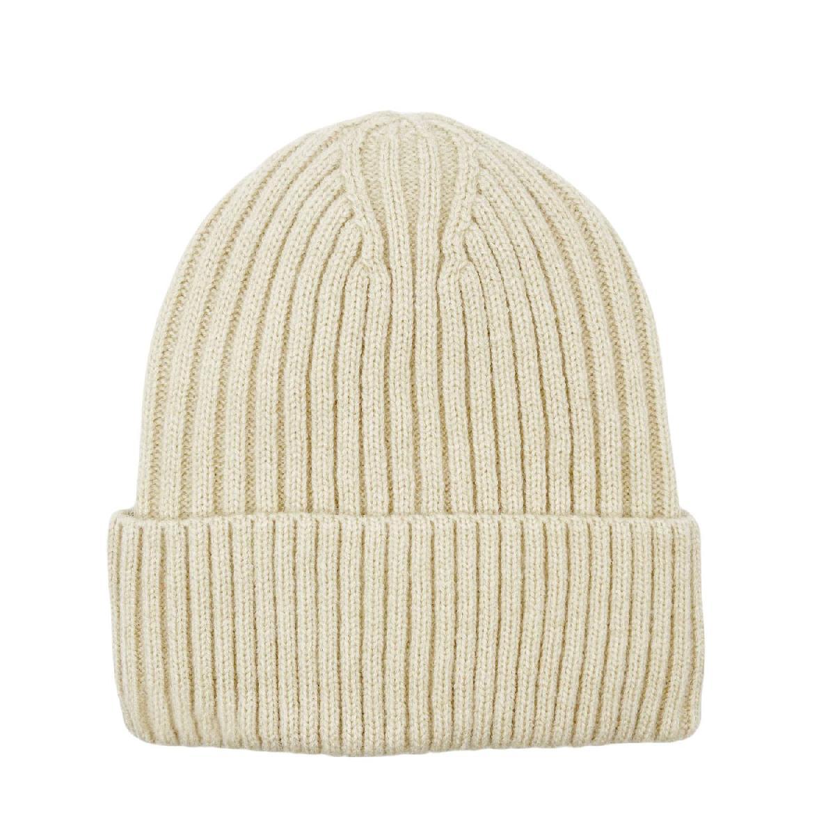 Wholesale Knitted Beanie Hat Ribbed Fold-Over Style Ash Beige image