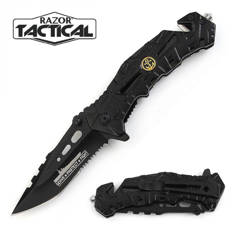 Navy Folding Knife With Aluminum Handle - Black image
