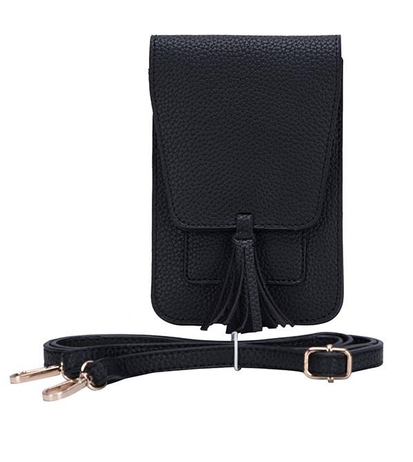 Magnetic Flap Crossbody Phone Case With Card Holder - Black image
