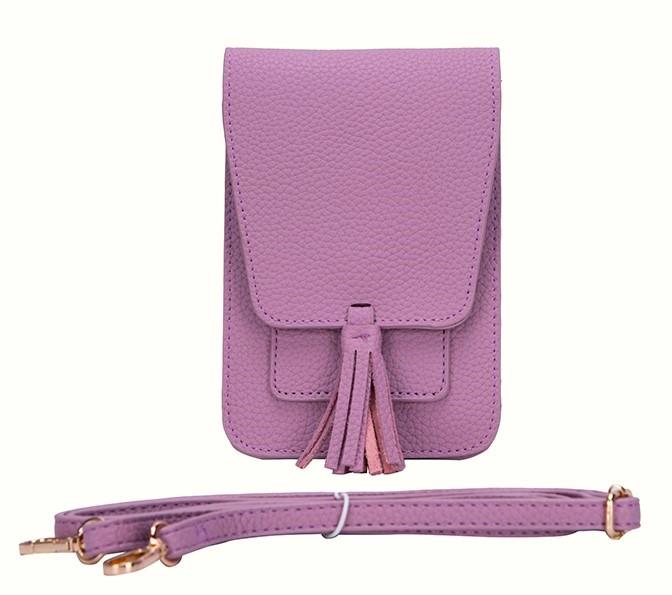 Magnetic Flap Crossbody Phone Case With Card Holder - Purple image