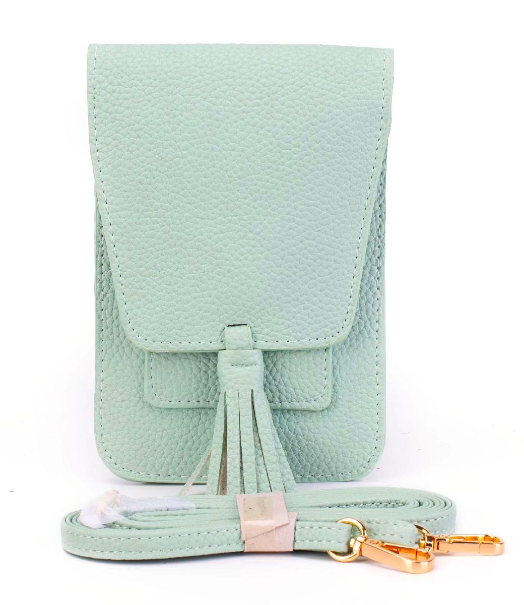 Magnetic Flap Crossbody Phone Case With Card Holder - Light Green image