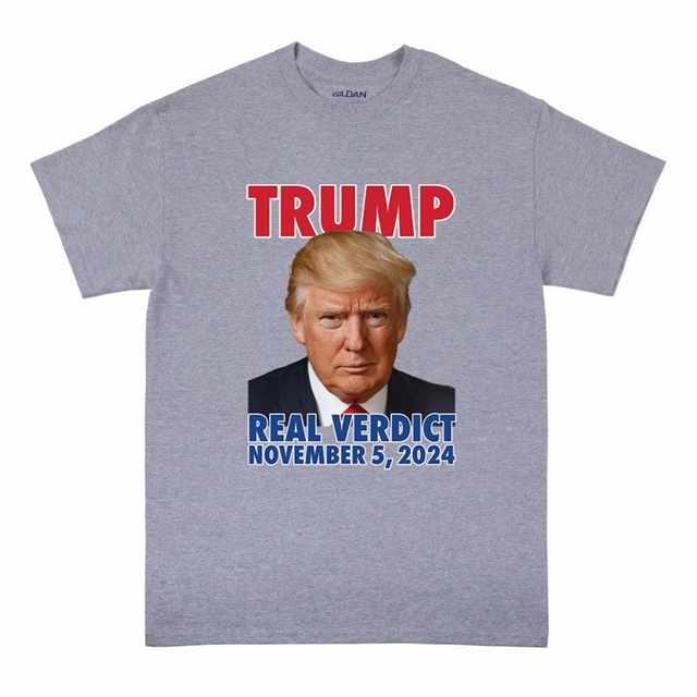 "Real Verdict November 5, 2024" Trump T-Shirts - Sports Gray image
