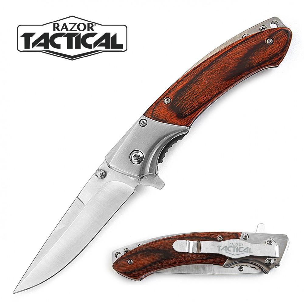 4.5'' Spring-Assisted Knife With Wood Handle - Customizable image