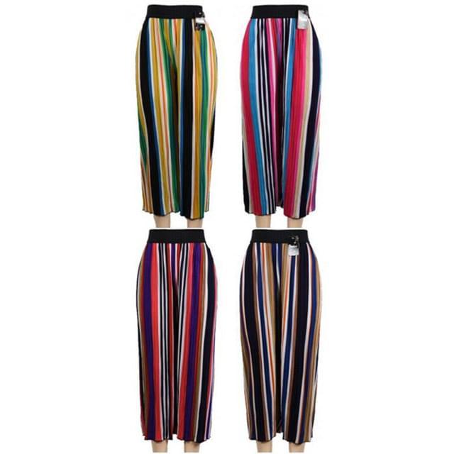 Multicolor Vertical Stripe Summer Pants - Assorted image