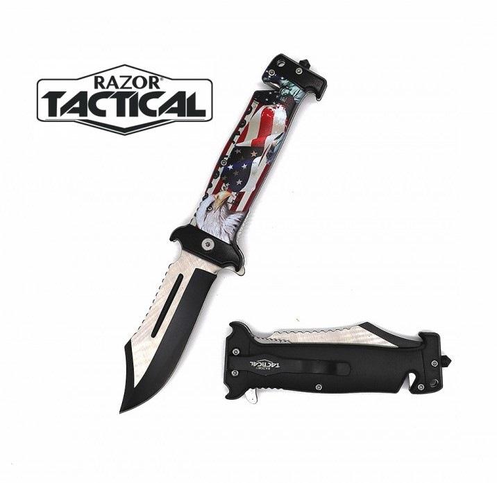 9.25'' Overall Spring-Assisted Folding Knife - USA Eagle Handle image