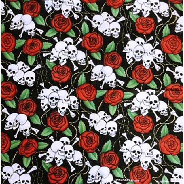 Wholesale Bandana Cotton Skull Cross Bone with Rose image