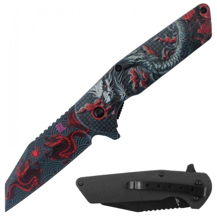 Spring-Assisted Knife With 3D Printed Handle - Red image