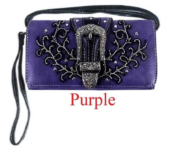 Rhinestone Buckle Wallet - Purple image