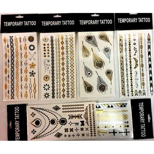 12 Pcs Temporary Tattoos - Assorted image