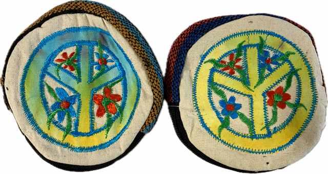 Nepal Handmade Coin Purses - Peace Sign With Flowers image