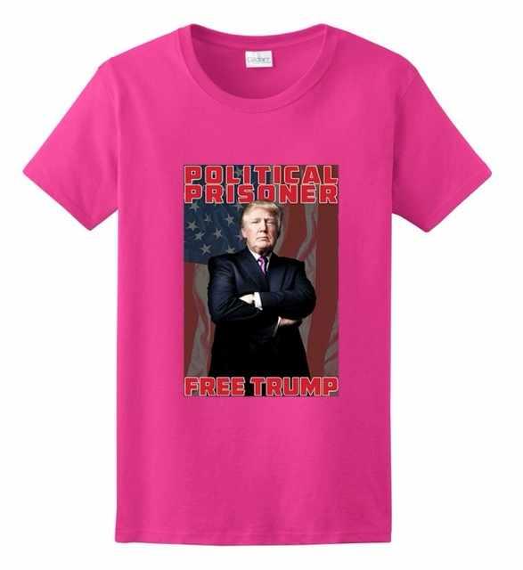 "Political Prisoner Free Trump" Pink T-Shirts image