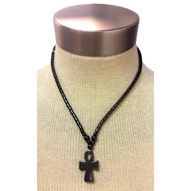 Beaded Hematite Necklaces With Cross Pendant image