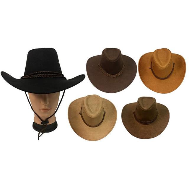 Suede-Like Cowboy Hats With Rope Band image