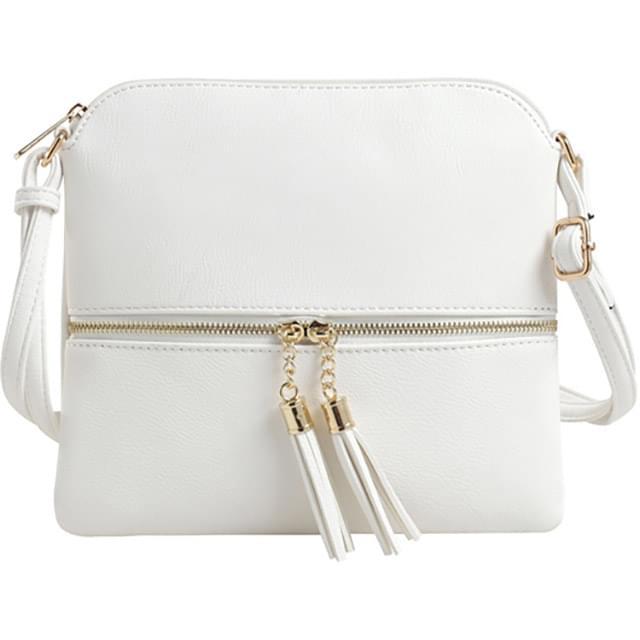 Fashion Purse With Tassel & Adjustable Long Strap - White image