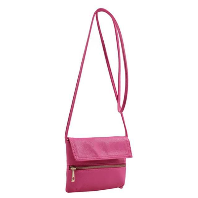 Fashion Crossbody Sling Purse With Front Zipper - Fuchsia image