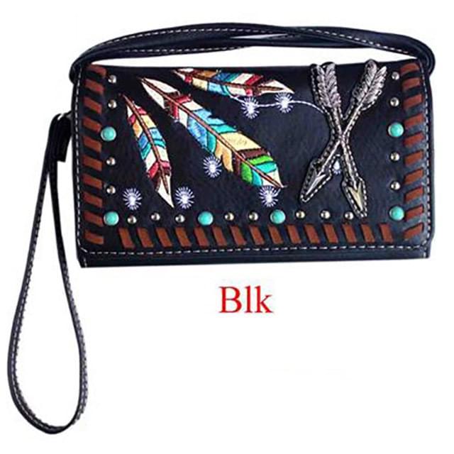 Feathers & Arrows Western Wallet - Black image