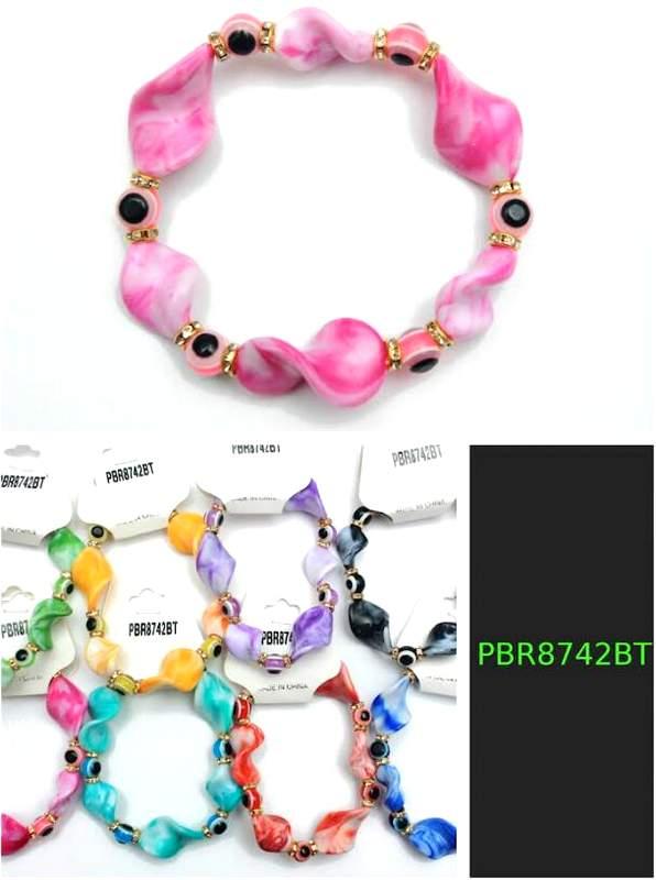 Wavy Bead Evil Eye Bracelets - Assorted image