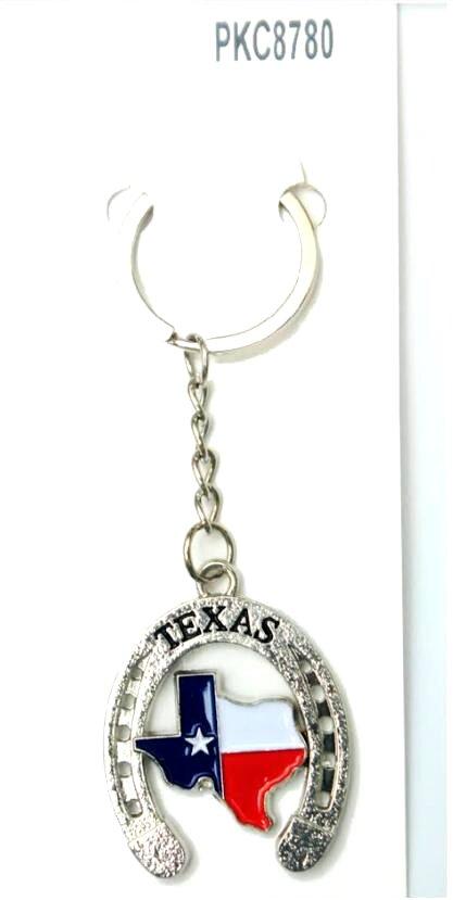 Texas Flag Horseshoe Keychain image