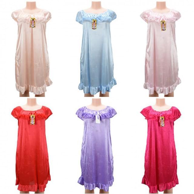 Wholesale Women Pajama Night Gown Short Sleeve Assorted Colors image