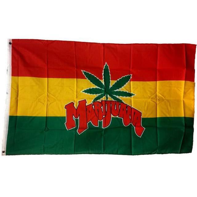 Rasta Color Marijuana Leaf Flags - 3' x 5' image